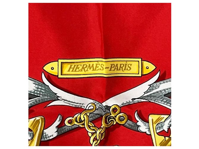 Hermès Hermes Carre 90 Schal aus roter Seide - Ansicht 7