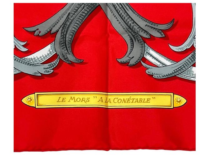 Hermès Hermes Carre 90 Schal aus roter Seide - Ansicht 8
