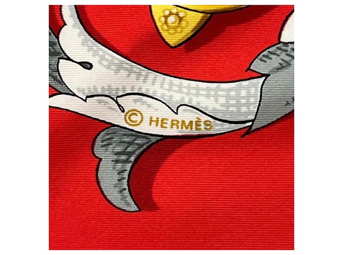 Hermès Hermes Carre 90 Schal aus roter Seide - Ansicht 9