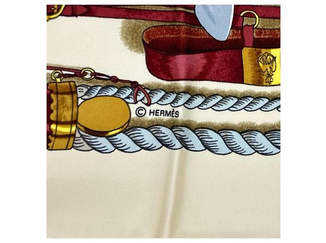 Foulard Hermès Musee in seta bianco multicolore - vista 10