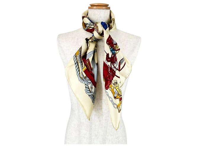 Foulard Hermès Musee in seta bianco multicolore - vista 2