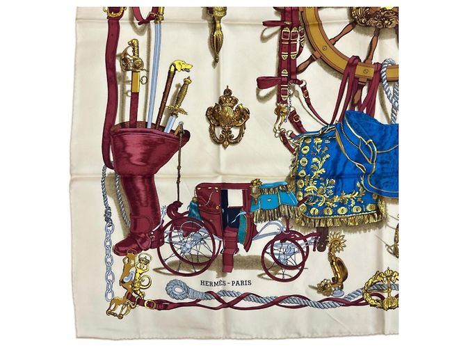 Foulard Hermès Musee in seta bianco multicolore - vista 5