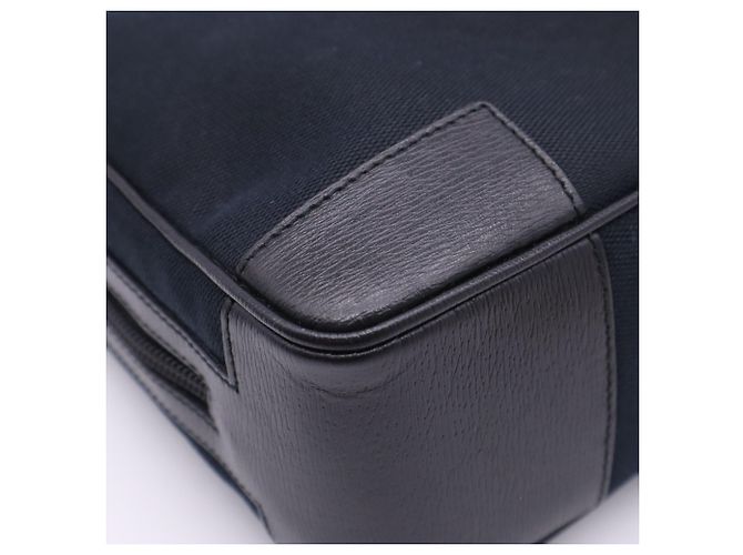 Borsa GUCCI G-logo Nera e Blu Navy Pelle e Tela - vista 11