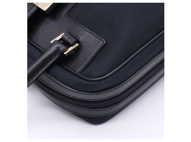 Borsa GUCCI G-logo Nera e Blu Navy Pelle e Tela - vista 12