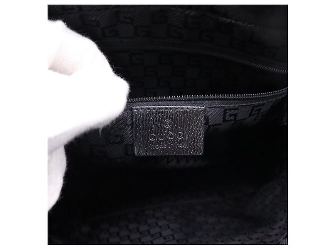 Borsa GUCCI G-logo Nera e Blu Navy Pelle e Tela - vista 17