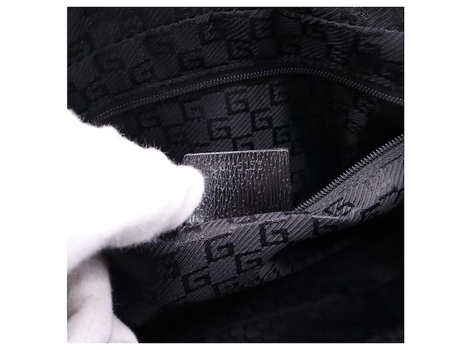 Borsa GUCCI G-logo Nera e Blu Navy Pelle e Tela - vista 18