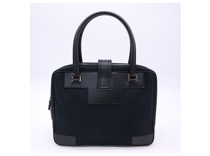 Borsa GUCCI G-logo Nera e Blu Navy Pelle e Tela - vista 2