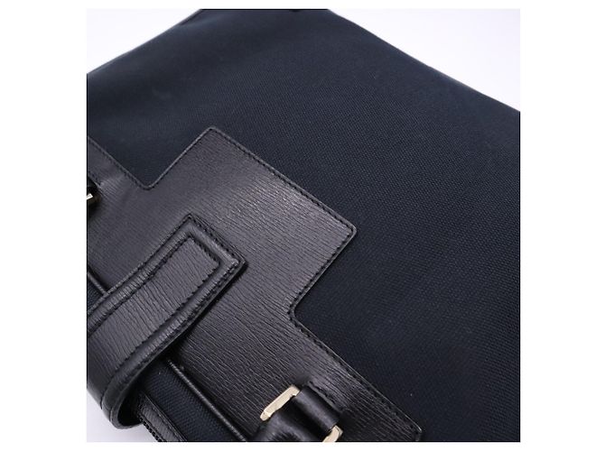 Borsa GUCCI G-logo Nera e Blu Navy Pelle e Tela - vista 4