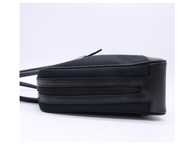 Borsa GUCCI G-logo Nera e Blu Navy Pelle e Tela - vista 5