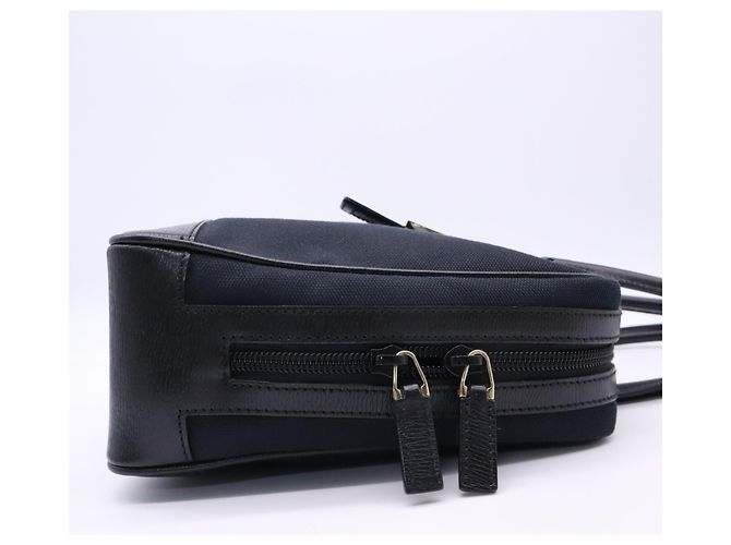 Borsa GUCCI G-logo Nera e Blu Navy Pelle e Tela - vista 6