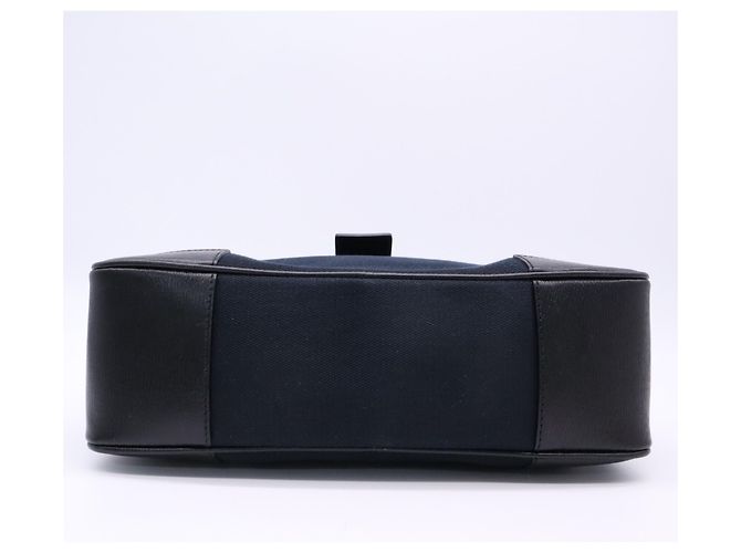 Borsa GUCCI G-logo Nera e Blu Navy Pelle e Tela - vista 7