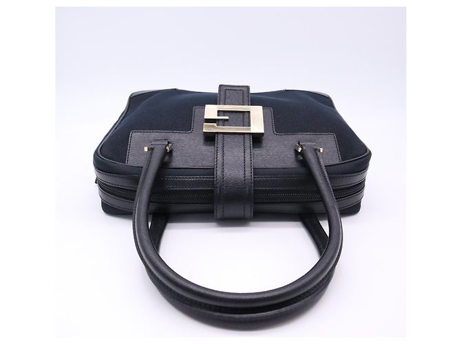 Borsa GUCCI G-logo Nera e Blu Navy Pelle e Tela - vista 8