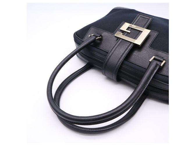 Borsa GUCCI G-logo Nera e Blu Navy Pelle e Tela - vista 9