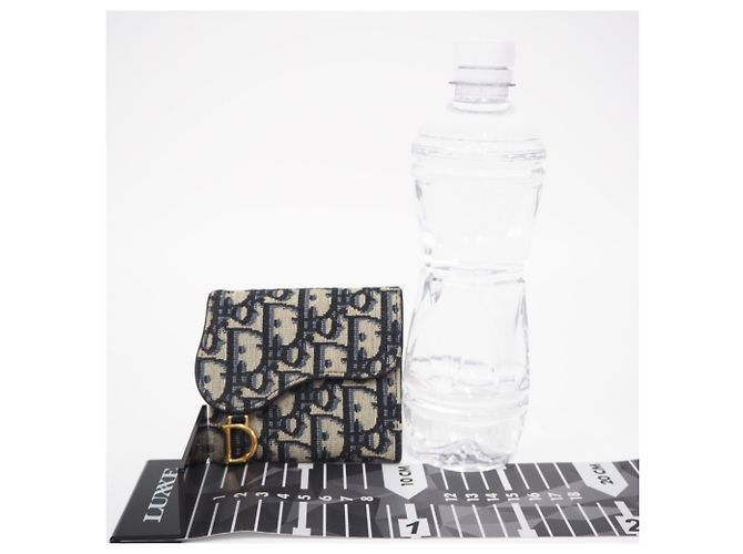 Cartera Lotus Saddle de jacquard Blue Oblique Christian Dior - vista 3