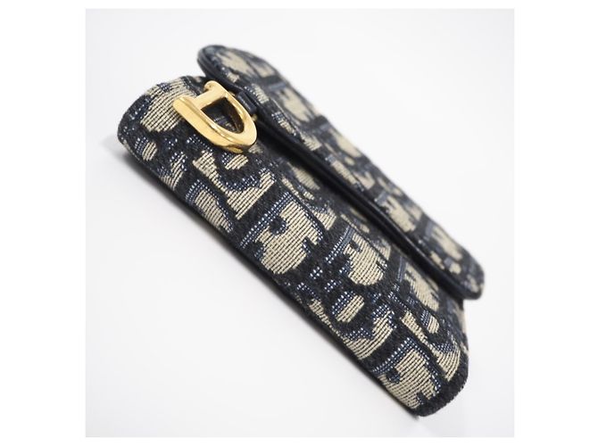 Cartera Lotus Saddle de jacquard Blue Oblique Christian Dior - vista 6