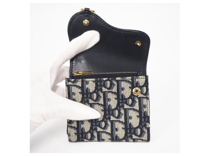 Cartera Lotus Saddle de jacquard Blue Oblique Christian Dior - vista 9