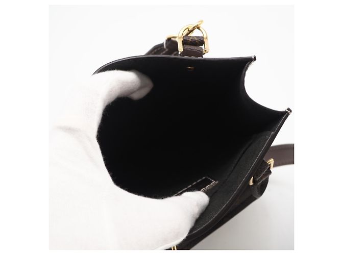 Borsa a tracolla Louis Vuitton Monogram Vernis Petite Sac Plat Taupe - vista 12