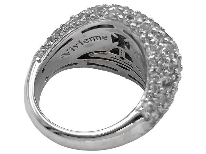 Anello Sigillo Vivienne Westwood Orb con Strass - vista 6