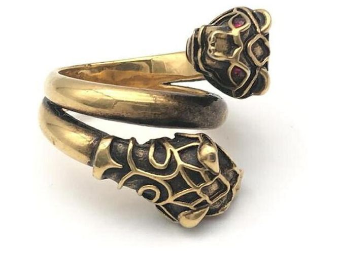 Gucci Tiger Head Ring mit farbigem Stein - Ansicht 3