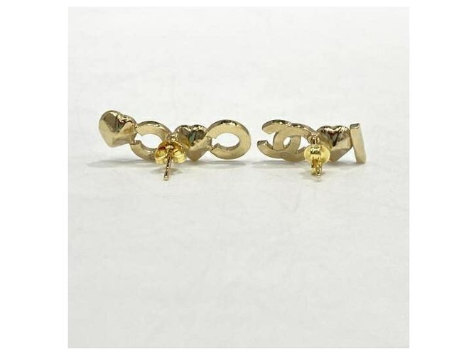 Pendientes de botón Chanel I Love Coco Gold - vista 2
