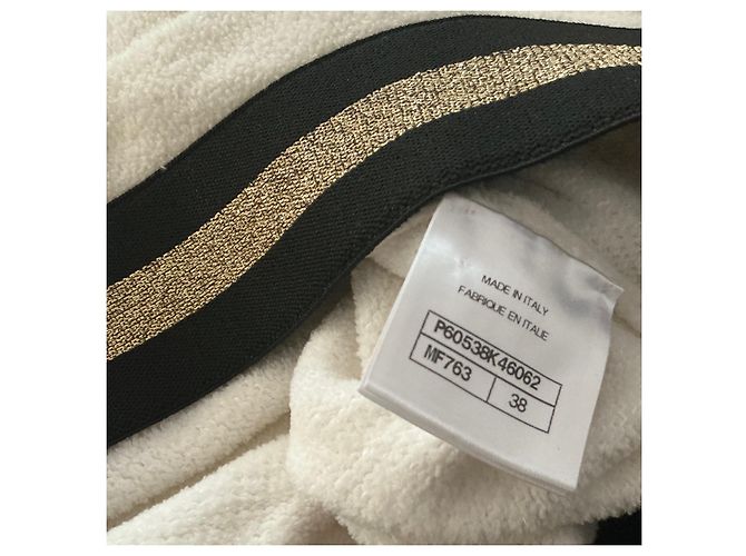 Chanel Minigonna bianca in cotone con righe oro e nere - vista 5