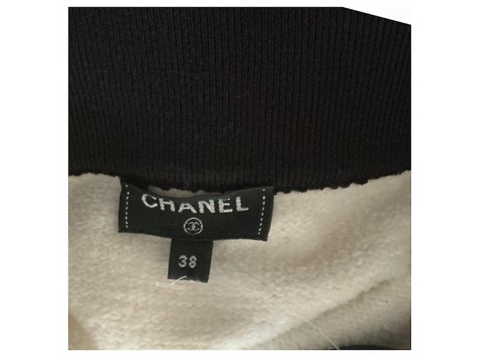 Chanel Minigonna bianca in cotone con righe oro e nere - vista 7