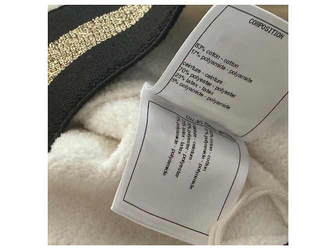 Chanel Minigonna bianca in cotone con righe oro e nere - vista 8
