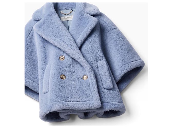 Max Mara Short Coat Teddy Wool Light Blue - view 3