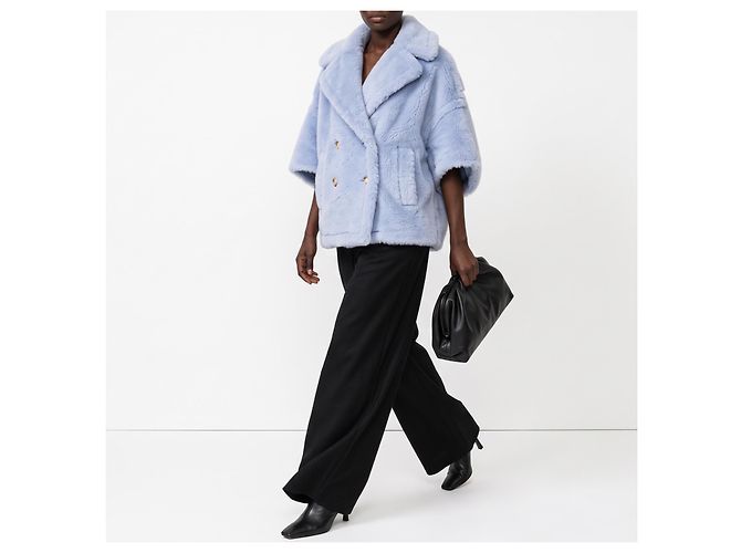 Max Mara Short Coat Teddy Wool Light Blue - view 5