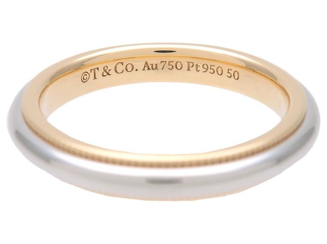 Tiffany & Co. Fascia Classic Milgrain Platino e Oro Giallo 18K EU 47 / US 4 - vista 4