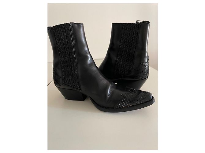 Botines Sartore de cuero negro - vista 2