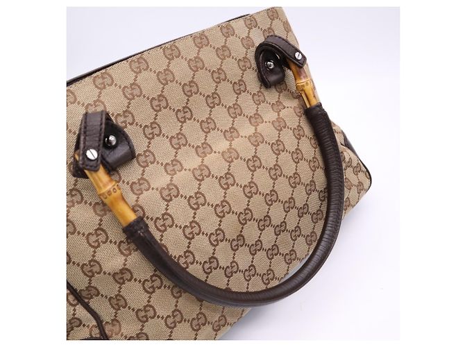 Borsa GUCCI Bamboo GG Canvas - vista 10
