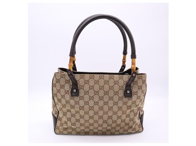 Borsa GUCCI Bamboo GG Canvas - vista 2