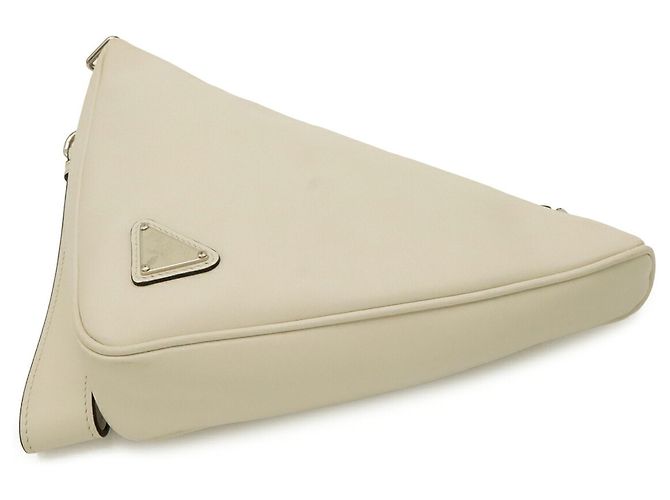 Borsa a pochette Prada in pelle avorio - vista 3