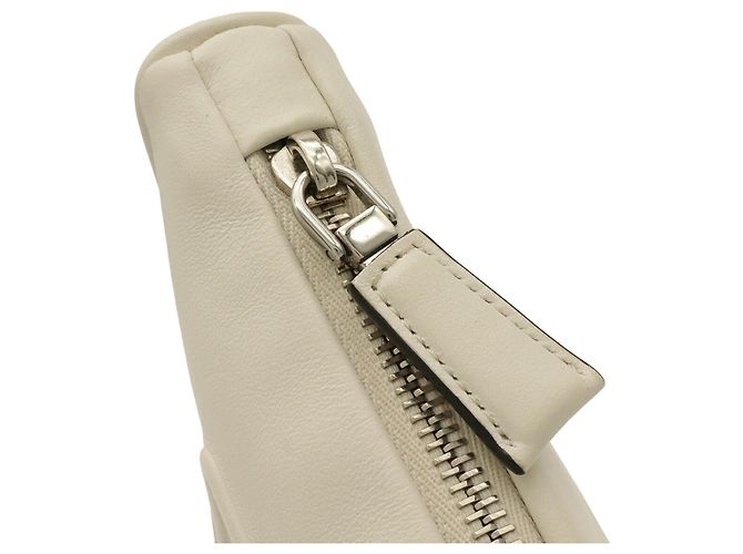 Borsa a pochette Prada in pelle avorio - vista 7