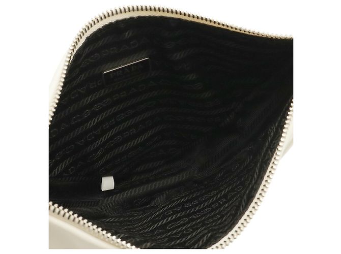 Borsa a pochette Prada in pelle avorio - vista 8