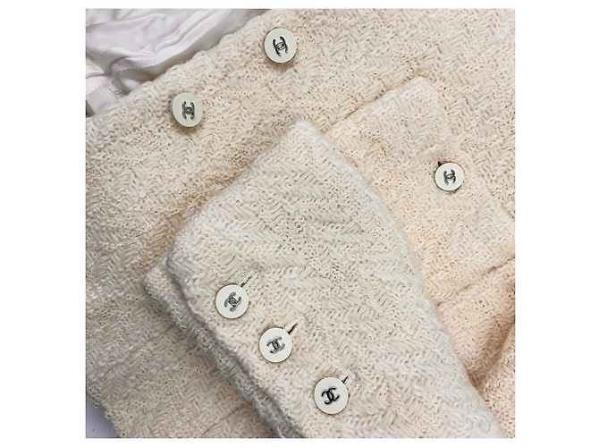 Chanel Tweed Kurzjacke Creme - Ansicht 8