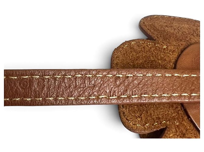 Chanel 05A Leder Choker Halskette Braun Camélia - Ansicht 7