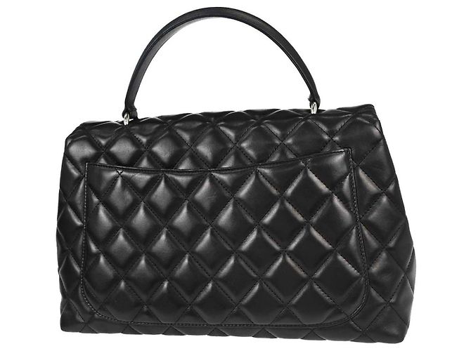 Chanel Vintage Classic Top Handle Flap Quilted Lambskin Jumbo - vista 2