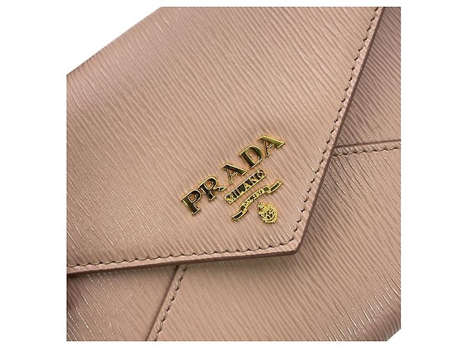 Prada langes Portemonnaie aus Pink Beige Leder - Ansicht 10
