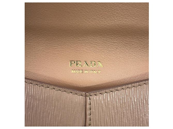 Prada langes Portemonnaie aus Pink Beige Leder - Ansicht 11