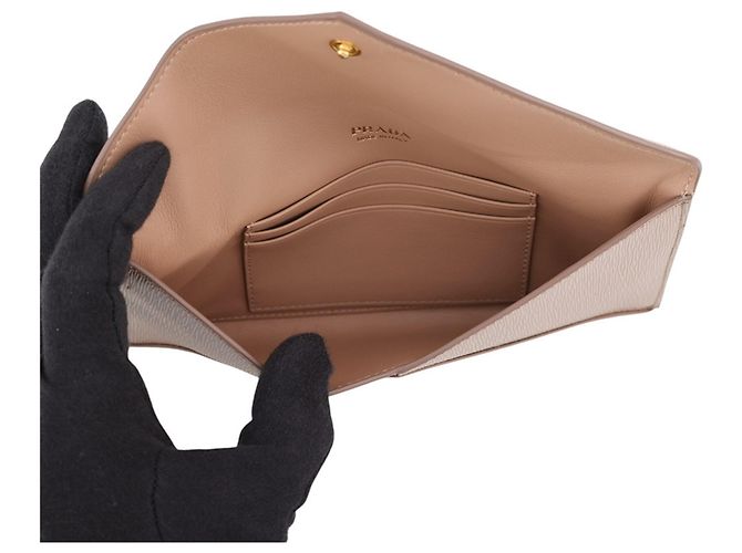 Prada langes Portemonnaie aus Pink Beige Leder - Ansicht 4