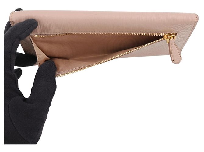 Prada langes Portemonnaie aus Pink Beige Leder - Ansicht 5