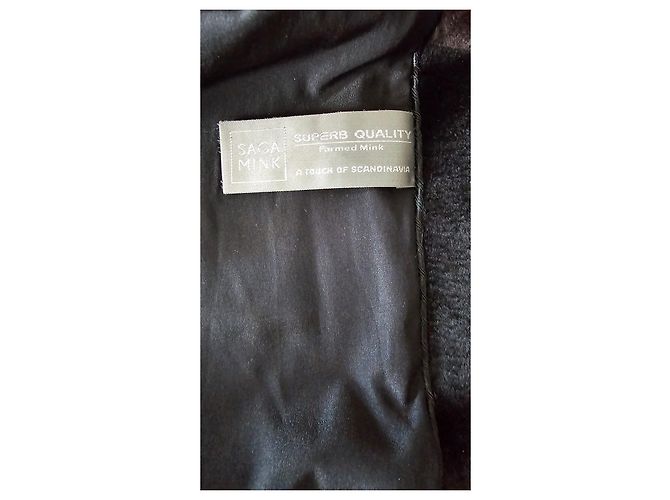 Autre Marque Chaqueta de visón Saga Mink marrón con cuello de chinchilla - vista 3