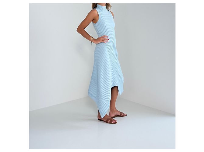 Stella Mc Cartney Stella McCartney Asymmetrisches Rippstrickkleid - Hellblau - Ansicht 3