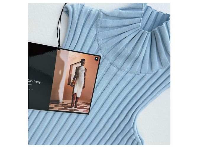Stella Mc Cartney Stella McCartney Asymmetrisches Rippstrickkleid - Hellblau - Ansicht 6