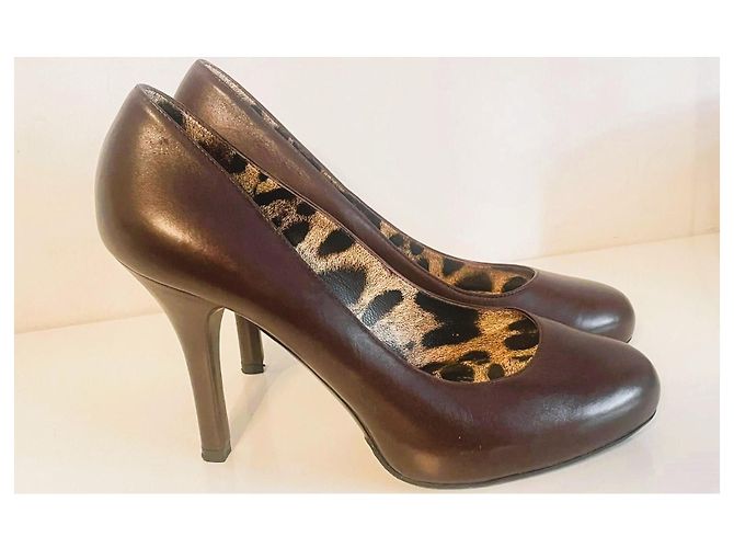 Dolce & Gabbana Braune Leder-Pumps mit Leopardenprint - Ansicht 8