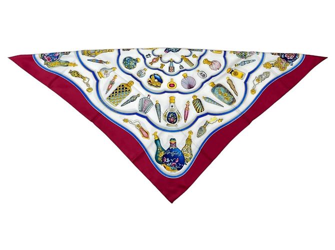 Hermès HERMES Qu'importe le flacon Foulard di seta con stampa flacone di profumo - vista 4