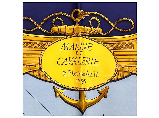 Hermès Foulard di seta Hermes Marine et Cavalerie - vista 5