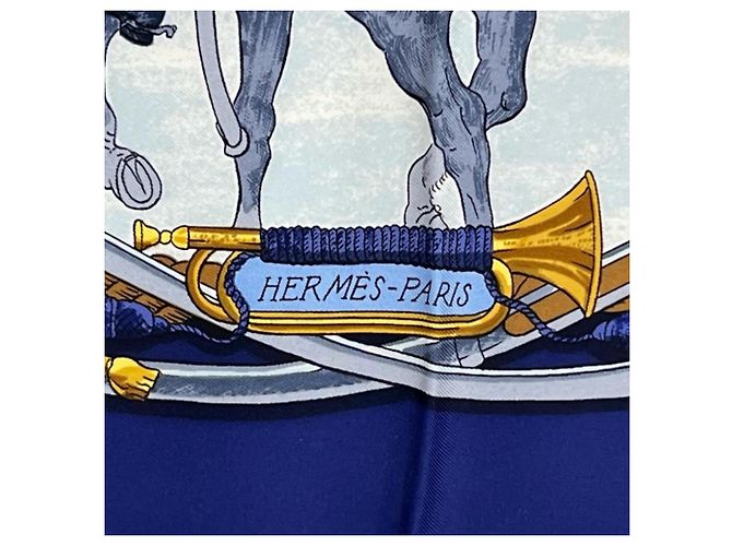 Hermès Foulard di seta Hermes Marine et Cavalerie - vista 6